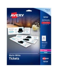 Avery Printable Tickets, 1 3/4in x 5 1/2in, White, Pack Of 200 Tickets
