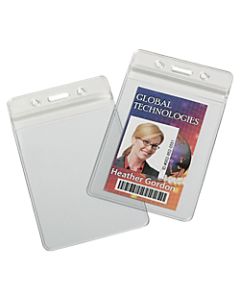 SKILCRAFT Resealable Badge Holders, 4inH x 4inW x 6inD, Clear, Box Of 25