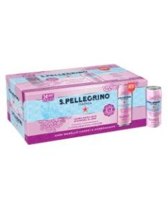 Nestle S.Pellegrino Essenza Flavored Mineral Water, Dark Morello Cherry/Pomegranate, 11.15 Fl Oz, 8 Cans Per Pack, Case Of 3 Packs