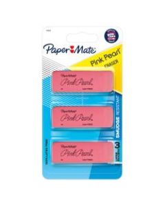 Paper Mate Pink Pearl Erasers, Medium, Pack Of 3