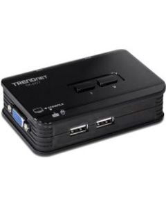 TRENDnet 2-Port USB KVM Switch And Cable Kit, 2048 x 1536 Resolution, Device Monitoring, Auto-Scan, Audible Feedback, USB 1.1, Compliant With Windows And Linux, Hot-Pluggable, White, TK-207K - 2-port USB KVM Switch Kit (include 2 x KVM Cables)