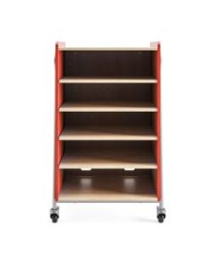 Safco Whiffle Double-Column 4-Shelf Rolling Storage Cart, 48inH x 30inW x 19-3/4inD, Red