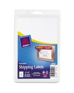 Avery Permanent Shipping Labels with TrueBlock Technology, 5292, 4in x 6in, White Pack Of 20