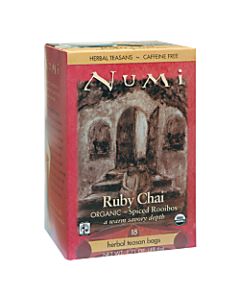 Numi Organic Ruby Chai Herbal Tea, Box Of 18