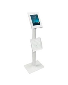 Mount-It MI-3770W Secure iPad Floor Stand With Document Holder, 49-1/8inH x 11-3/4inW x 15-3/4inD, White