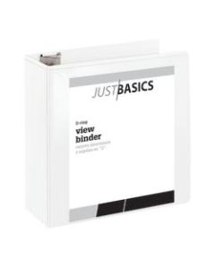 Just Basics Basic View 3-Ring Binder, 4in D-Rings, 41% Recycled, White