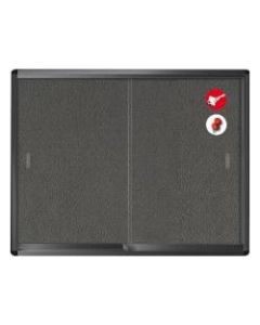 MasterVision Enclosed Fabric Bulletin Board Cabinet With Aluminum Frame And Glass Slide Doors, 36in x 48in, Grey/Graphite