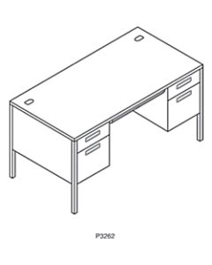 HON Metro Classic Double-Pedestal Desk, 60inW, Mahogany/Charcoal