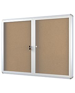 MasterVision Anodized Aluminum Frame Enclosed Cork Bulletin Board, 2 Doors, 36in x 48in