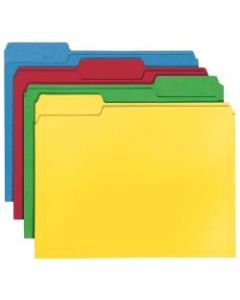Smead CutLess/WaterShed File Folders, Letter Size, 1/3 Cut, 30% Recycled, Assorted Colors, Box Of 100