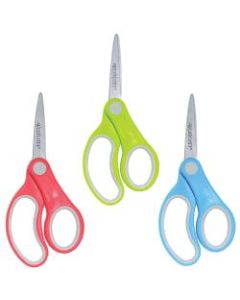 Westcott Soft-Handle Kids Scissors, 5in, Pointed, Assorted Colors, Pack Of 12