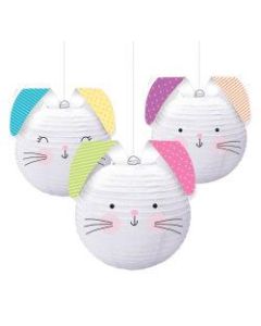 Amscan Easter Hello Bunny Paper Lanterns, 9-1/2in x 9-1/2in, Multicolor, 3 Lanterns Per Pack, Set Of 2 Packs
