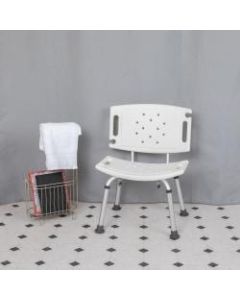 Flash Furniture Hercules Adjustable Bath And Shower Chair With Extra-Wide Back, 33-1/4inH x 19inW x 20-3/4inD, White