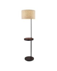 Adesso Oliver Wireless Charging Shelf Floor Lamp, 63-1/2inH, Beige Shade/Black Base
