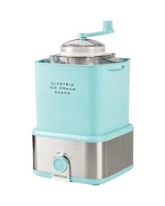 Nostalgia Electrics 2-Qt Electric Ice Cream Maker With Candy Crusher, Aqua/Stainless Steel