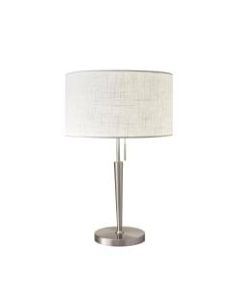 Adesso Hayworth Table Lamp, 22inH, White Shade/Steel Base