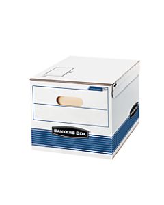 Bankers Box Stor/File S/S Storage Boxes, Letter/Legal Size, 15in x 12in x 10in, 60% Recycled, White/Blue, Case Of 12