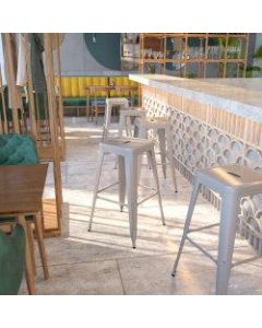 Flash Furniture Commercial Backless Bar Stool, Silver