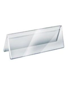 Azar Displays 2-Sided Acrylic Name Plates, 3in x 8-1/2in, Clear, Pack Of 10 Name Plates