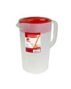 Rubbermaid Pitcher With Removable Lid, 128 Oz, Clear/Red