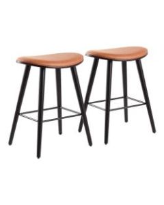LumiSource Saddle Counter Stools, Black/Camel, Set Of 2 Stools