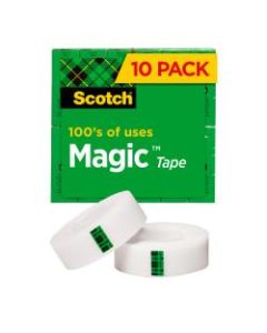 Scotch Magic Invisible Tape, 3/4in x 1000in, Clear, Pack of 10 rolls