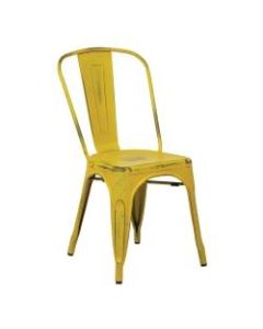 Office Star Bristow Armless Chair, Antique Yellow With Blue Specks, Set Of 4 Chairs