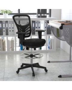 Flash Furniture Ergonomic Mesh Mid-Back Drafting Chair With Adjustable Foot Ring And Arms, Black