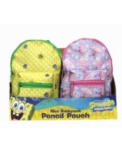 Inkology Nickelodeons SpongeBob Squarepants Mini Backpack Pencil Pouches, 5in x 2in, Assorted Designs, Pack Of 8 Pouches