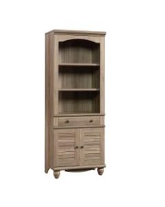 Sauder Harbor View 5-Shelf Bookcase With Doors, 72-1/4inH x 27-3/16inW x 17-1/2inD, Salt Oak