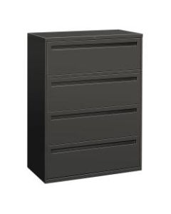 HON Brigade 700 36inW Lateral 4-Drawer File Cabinet, Metal, Charcoal