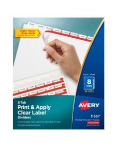 Avery Print & Apply Clear Label Dividers With Index Maker Easy Apply Printable Label Strip And White Tabs, 8-Tab, Box Of 50 Sets