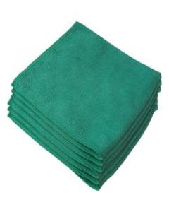 Genuine Joe General Purpose Microfiber Cloth - Cloth - 16in Width x 16in Length - 12 / Bag - Green