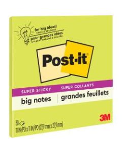 Post-it Super Sticky Big Notes, 11in x 11in, Green, 30 Sheets Per Pad