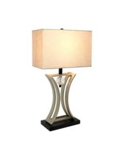 Elegant Designs Executive Business Table Lamp, 28 1/4inH, Beige Shade/Brushed Nickel Base