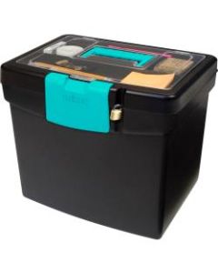 Storex File Storage Box with XL Storage Lid, Black/Teal