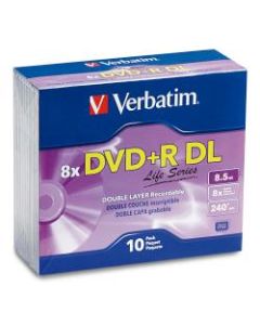Verbatim Life Series DVD+R DL Disc Slim Case, Pack Of 10
