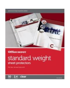 Office Depot Brand Standard Weight Sheet Protectors, 8-1/2in x 11in, Clear, Pack Of 50