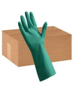 Tradex International Flock-Lined Nitrile General Purpose Gloves, Medium, Green, Pack Of 24