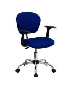 Flash Furniture Mesh Mid-Back Swivel Task Chair With Arms, Blue/Silver