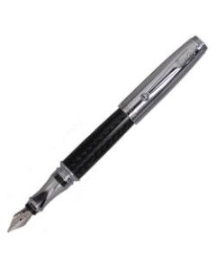 Monteverde Invincia Fountain Pen, Chrome, Medium Point, 0.5 mm, Black Barrel, Black Ink
