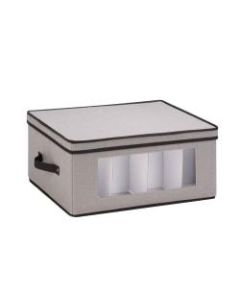 Honey-Can-Do Large Canvas Stemware Storage Chest, Medium Size, Black/Gray