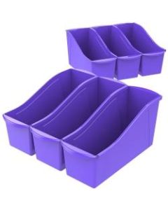 Storex Book Bins, Medium Size, Purple, Pack Of 6