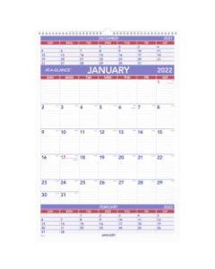 AT-A-GLANCE 3-Month Wall Calendar, 15-1/2in x 22-3/4in, January To December 2022, PM628