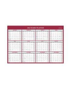 Blue Sky Monthly Laminated Calendar, 24in x 36in, Classic Red, January To December 2022, 116054