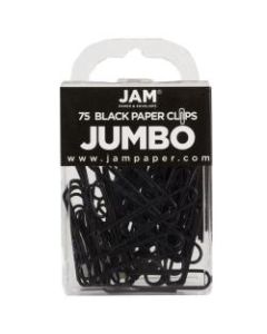 JAM Paper Paper Clips, Jumbo, 2in, 25-Sheet Capacity, Black, Pack Of 75