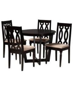 Baxton Studio Julie 5-Piece Dining Set, 29-15/16inH x 35-7/16inW x 35-7/16inD, Sand/Dark Brown