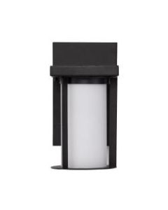 Southern Enterprises Robert Indoor/Outdoor LED Wall Sconce, 5inW, White Shade/Black Base