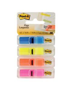 Post-it Notes Flags, 1/2in x 1-7/10in, Assorted Bright Colors, 35 Flags Per Pad, Pack Of 4 Pads
