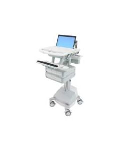 Ergotron StyleView - Cart - for notebook / keyboard / mouse (open architecture) - medical - aluminum, zinc-plated steel, high-grade plastic - gray, white, polished aluminum - screen size: 17.3in wide - output: AC 120 V - 66 Ah - lead acid - TAA Compliant